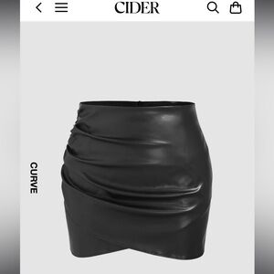 NWT- Cider- PU Leather Skirt- 1X- Black